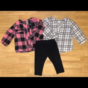 Plaid bundle + classic black leggings
